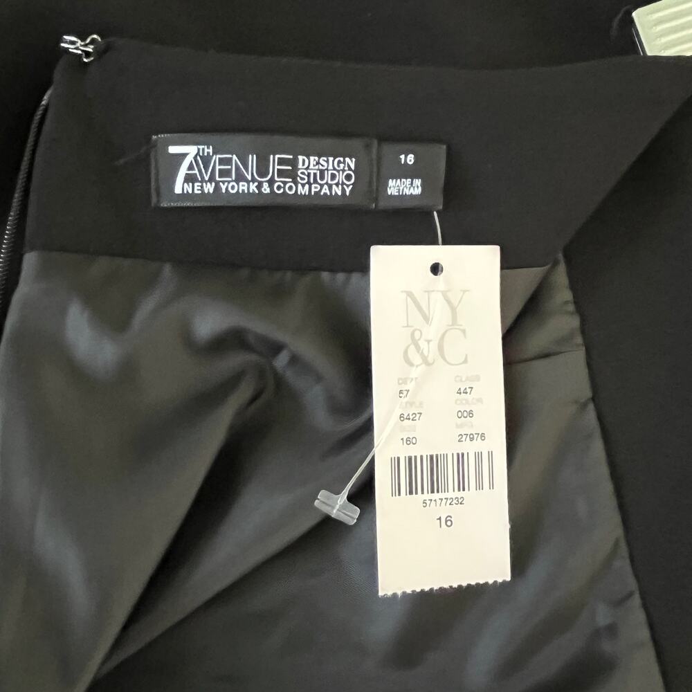 NY & Co 7th Avenue Design Pencil Skirt 16 Black Back Cinch New - Picture 5 of 16